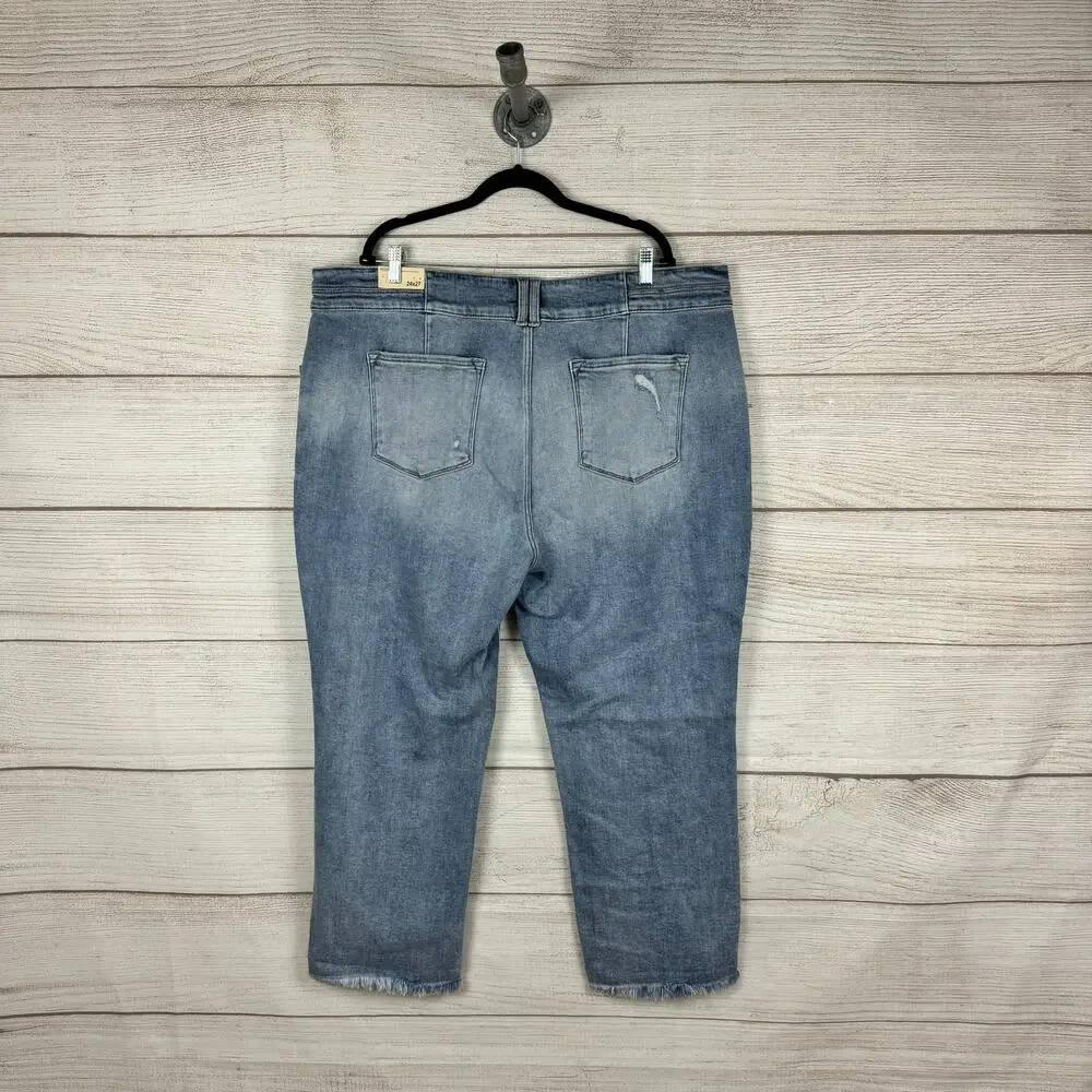 Kancan Plus Size High Rise Ankle Straight Fray Hem Jeans Size 24W_8